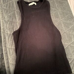 OAK + FORT Black Fitted Sleeveless Muscle Tee